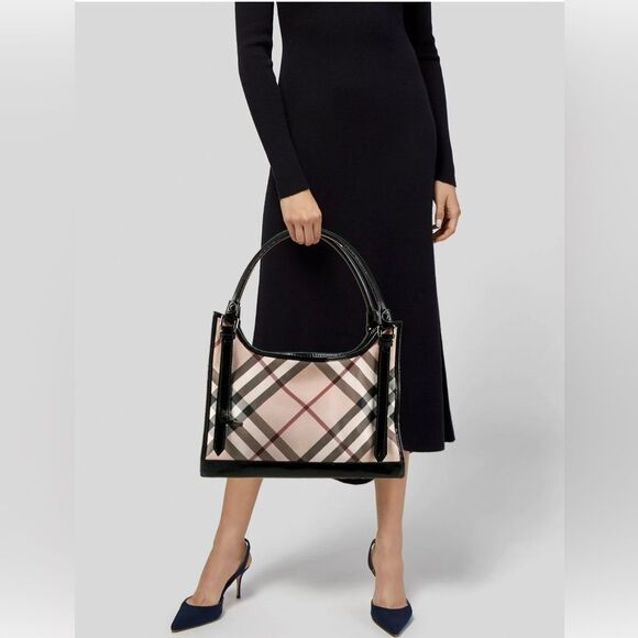 Burberry Ashmore Super Nova Check Patent Leather Bag - Picture 1 of 16